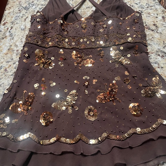 XS Bebe crisscross glittering gold accented top - Picture 2 of 7